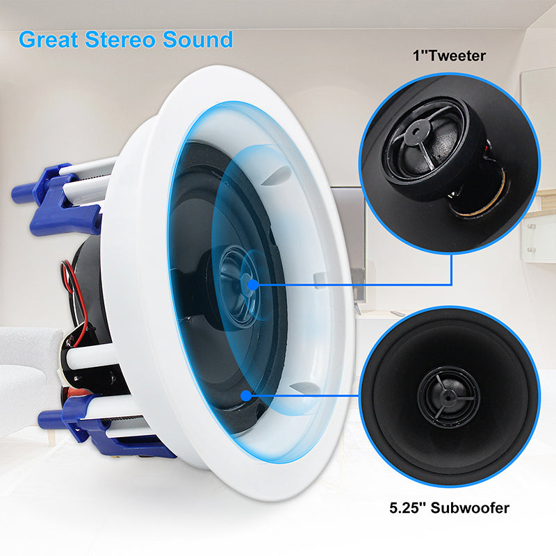 Herdio 5.25" Ceiling Bluetooth Speakers 600W Sound System for Immersive Home Audio