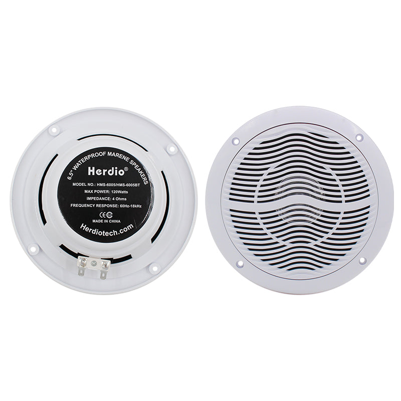 Herdio 6.5 inch waterproof marine speakers HMS-6005W 120W for boats and yachts