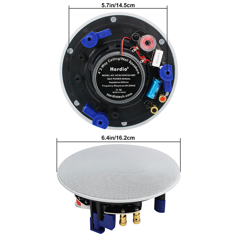 Herdio 4" Ceiling Speakers Wired 320 Watts for Home Audio