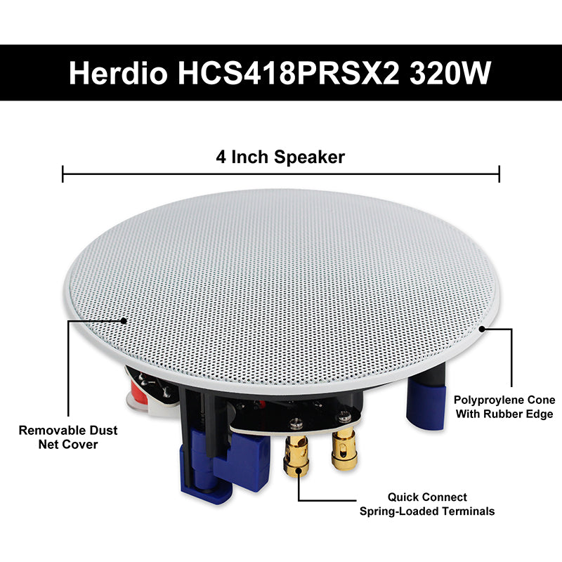 Herdio 4" Ceiling Speakers Wired 320 Watts for Home Audio
