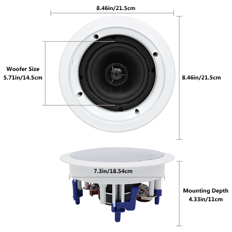 5.25" Ceiling Speakers 600 Watts HCS4-528 (4 Speakers) - Herdio