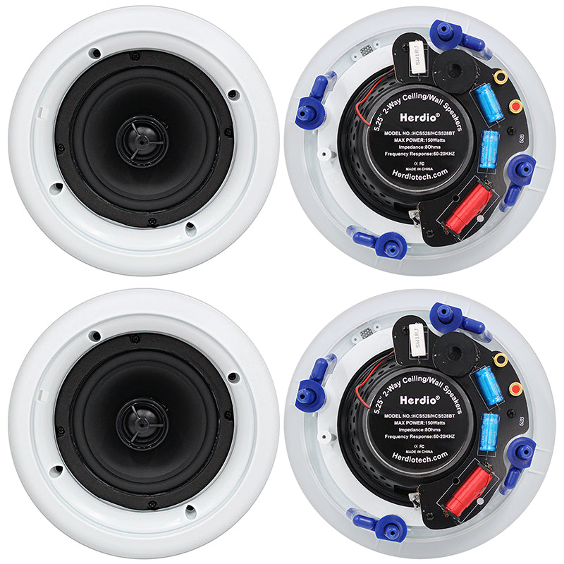 Herdio 5.25 inch in-ceiling speakers 600W 4-pack premium home audio system