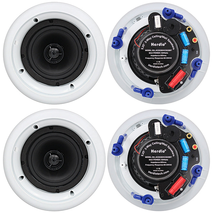 Herdio 5.25" In-Ceiling Speakers 600W | Wired High-Power Home Audio for Living Room & Home Theater
