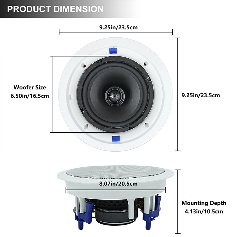 6.5" Ceiling Speakers 640 Watts HCS4-818 (4 Speakers) - Herdio